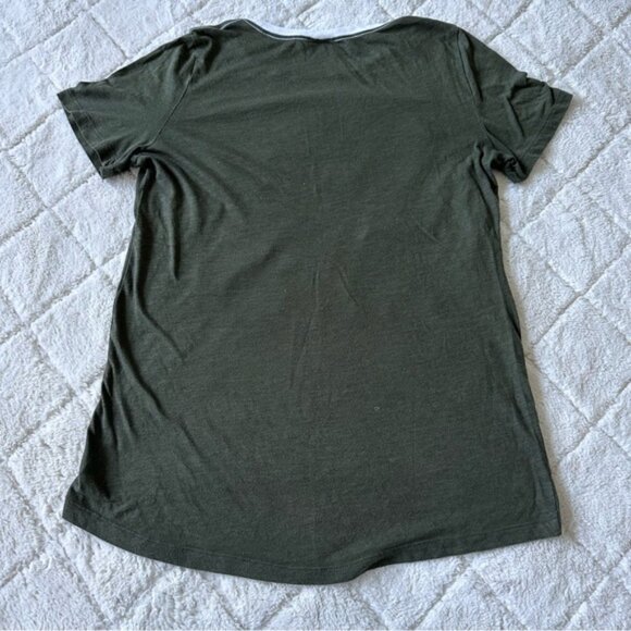 Victoria's Secret PINK | Olive & Tropical Print Logo Crew Neck Tee | Size Large - Picture 4 of 8